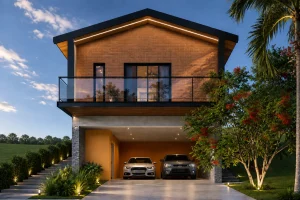 Casa sustentável com tijolos ecológicos
