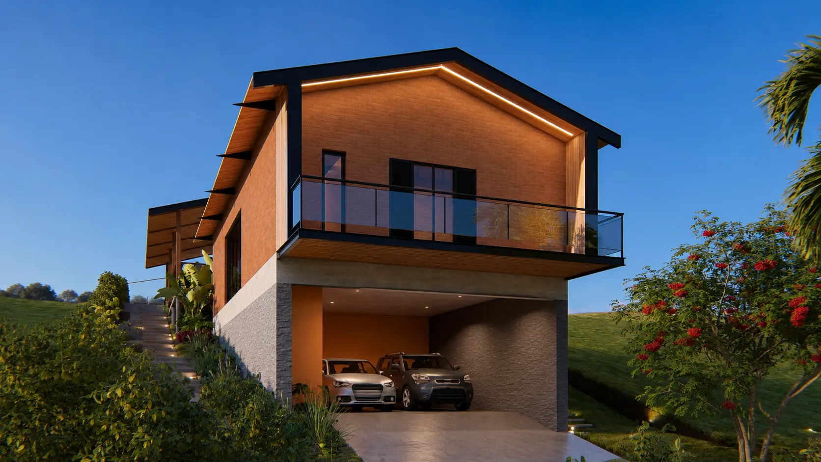 Casa sustentável com tijolos ecológicos