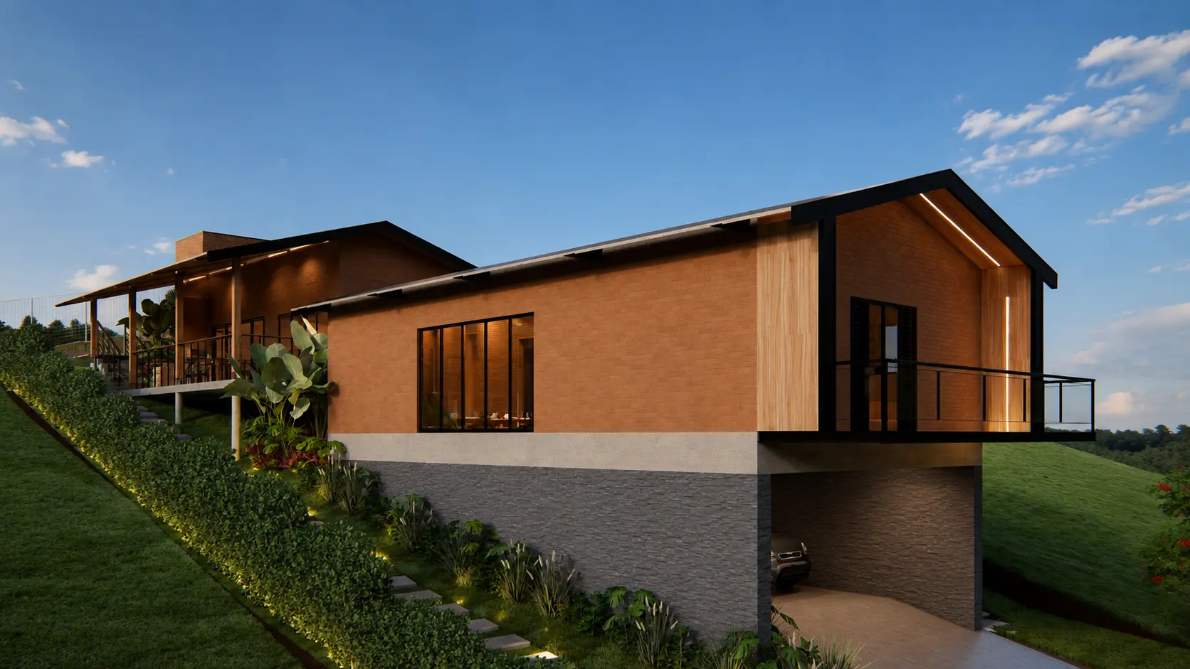 Casa sustentável com tijolos ecológicos