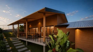 Casa sustentável com tijolos ecológicos