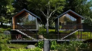 cabana para Airbnb em terreno inclinado