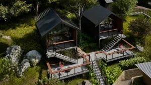 cabana para Airbnb em terreno inclinado