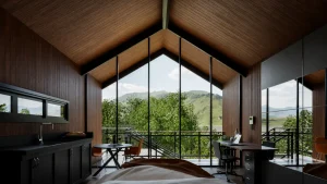 cabana para Airbnb em terreno inclinado